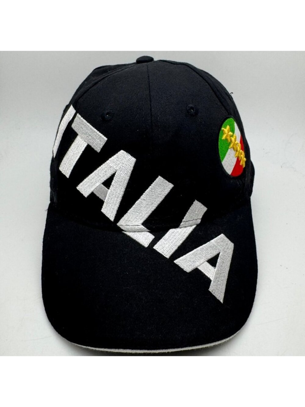 ITALIA Embroidered Baseball Cap Black Adjustable Dad Hat Italian Flag Stars